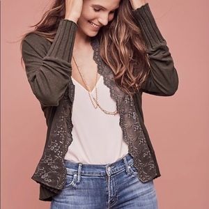 Anthropologie Tiny Green Lace Rosalie Cardigan